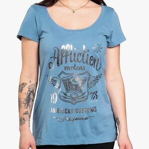 Affliction’s Womens Ca Motors Scoop Neck Short Sleeve Tee